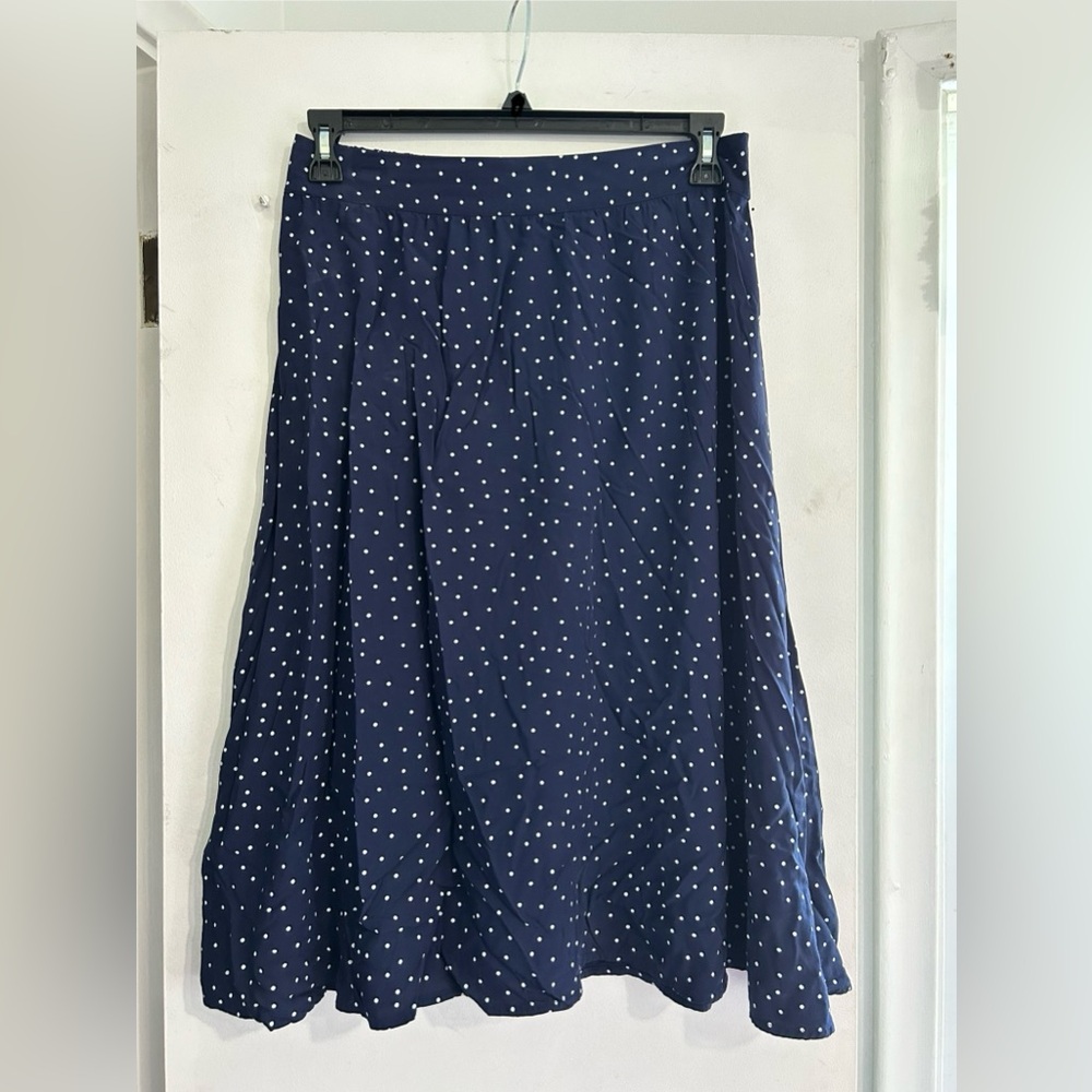 GAP Navy Blue Polka Dot Midi Skirt